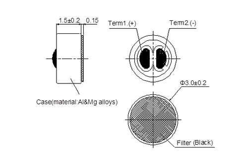 ECM-B3015AL-42 Dimensions: Φ3×1.5mm ultra-miniature with dust mesh