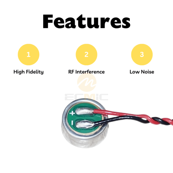 Omnidirectional Electret Microphone Insert with Leads for Intercom 6mm