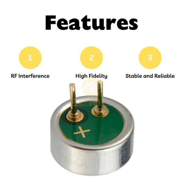 Electret Microphone Capsule with Pins for UHF Wireless Microphones 6mm