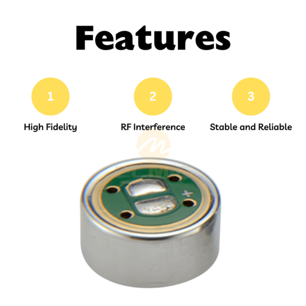 Cardioid Electret Microphone Insert for KTV Karaoke 9.7mm