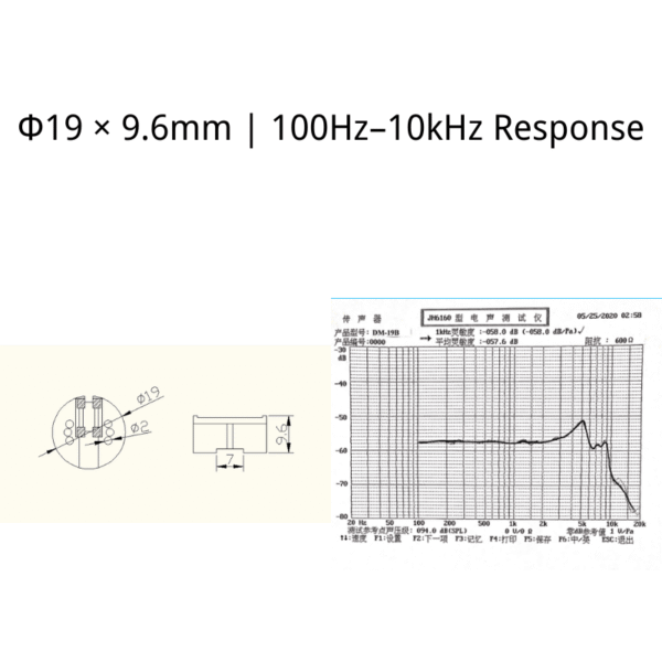 ECM-DM1910BK600 microphone capsule size and frequency response