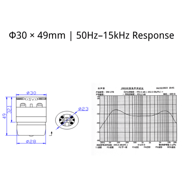 ECM-DM27BK600 microphone capsule size and frequency response