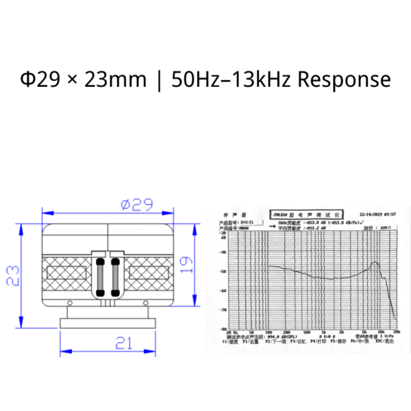 ECM-DM52K600 microphone capsule size and frequency response