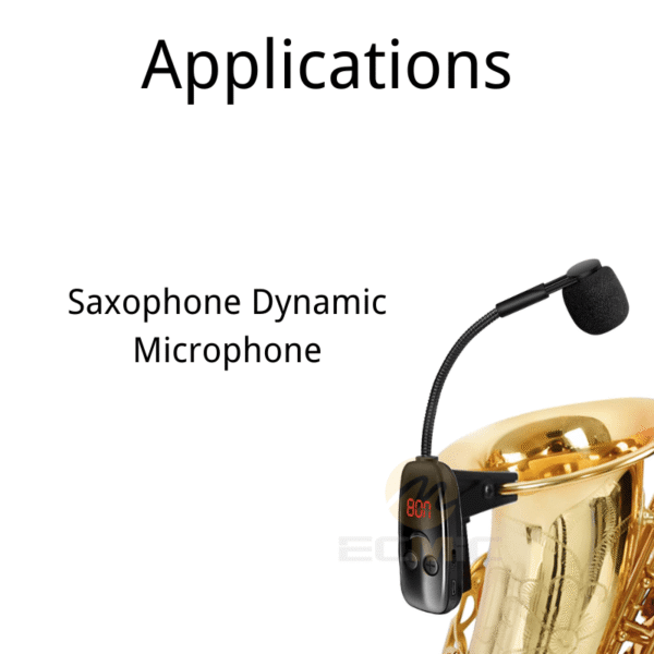 サクソフォンや金管楽器に装着し、生音を拾うために設計されたコンパクトなダイナミックマイクロホンカプセル。