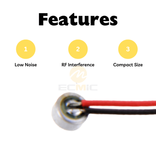 Electret Microphone Element with Leads for Bluetooth Headsets 3mm