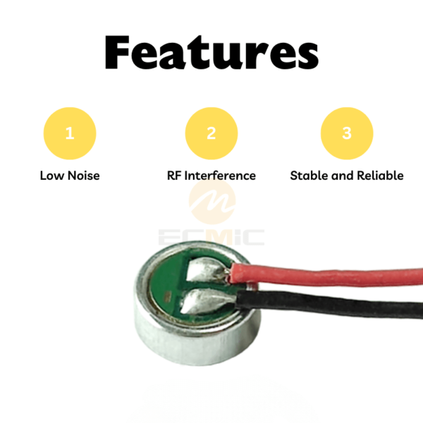 Electret Condenser Microphone Element with Leads for Omnidirectional Pickup 4mm