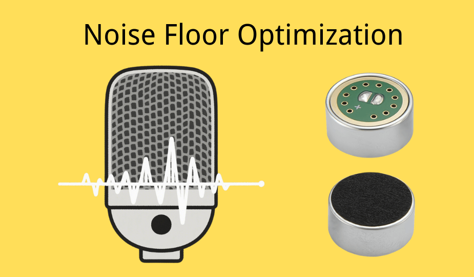 Cápsula de microfone de eletreto com ilustração de otimização do piso de ruído