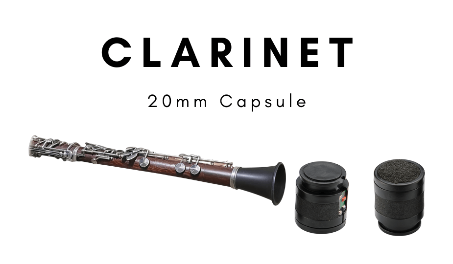 Klarinette mit montierter dynamischer 20-mm-Mikrofonkapsel für professionelle Abnahme