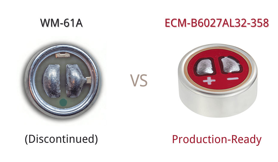 파나소닉 WM-61A 대 ECM-B6027AL32-358 일렉트릿 마이크로폰 비교