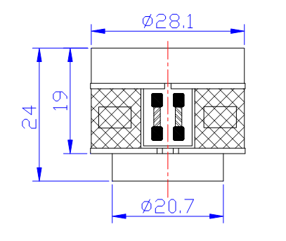 ECM-DM-30C Abmessungsdiagramm: Φ28,1×24mm