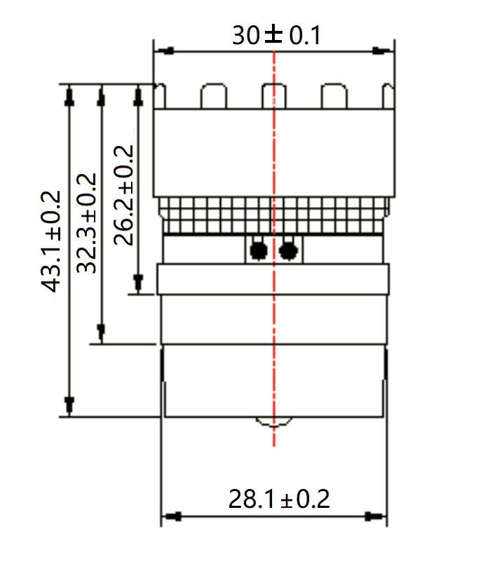 Diagramma delle dimensioni di ECM-DM58X-600: Φ30×40,1 mm