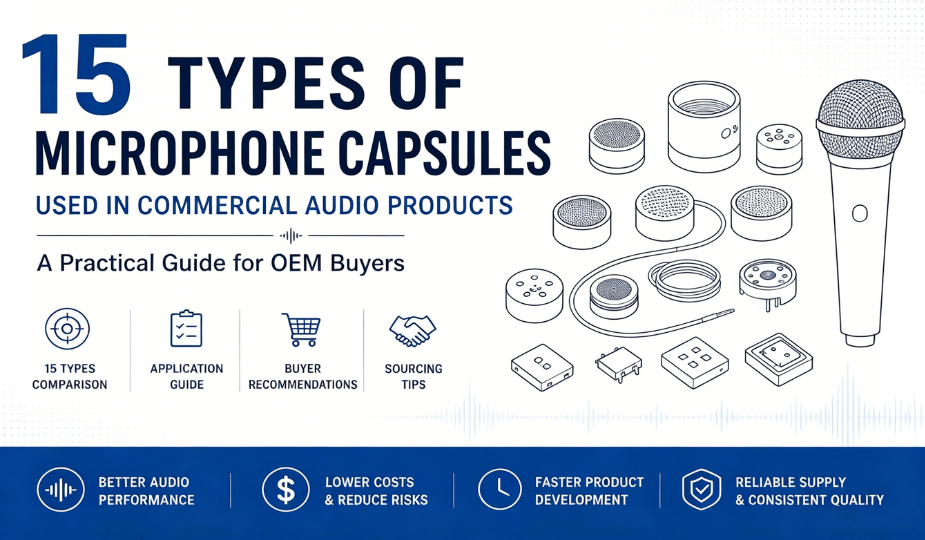 Illustration showing different microphone capsule types used in commercial audio products