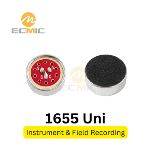 Microfone ECM com padrão cardioide amplo para gravação de instrumentos e em campo